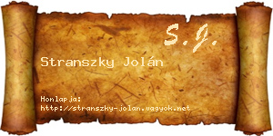 Stranszky Jolán névjegykártya
