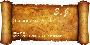 Stranszky Jolán névjegykártya